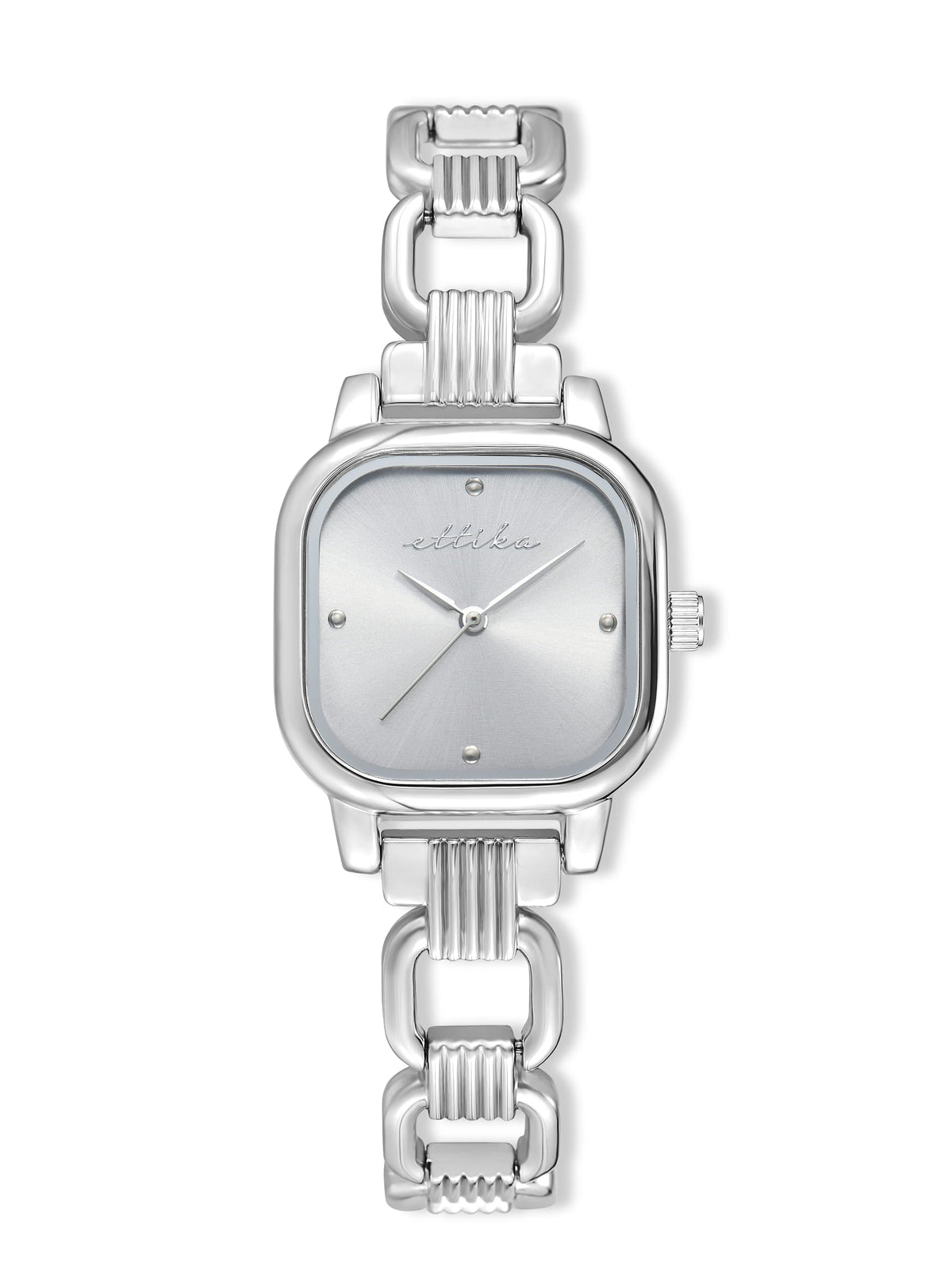Classic Square Silver Bracelet Watch - Silver Dial with Silver | Ettika