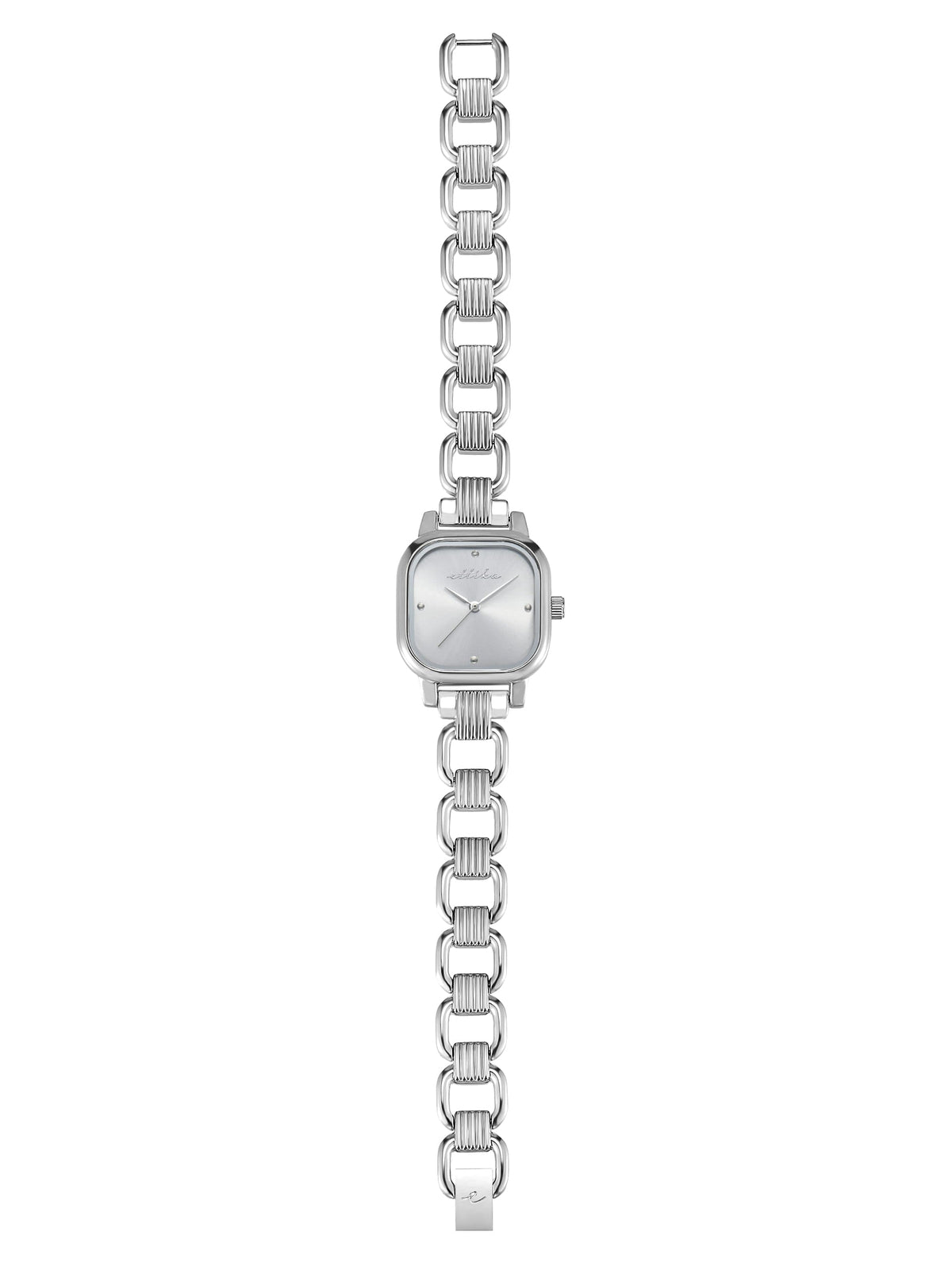 Classic Square Silver Bracelet Watch - Silver Dial with Silver | Ettika