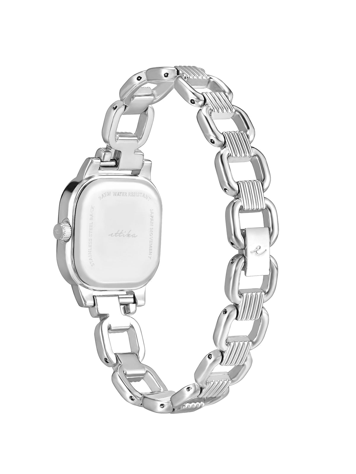 Classic Square Silver Bracelet Watch - Silver Dial with Silver | Ettika