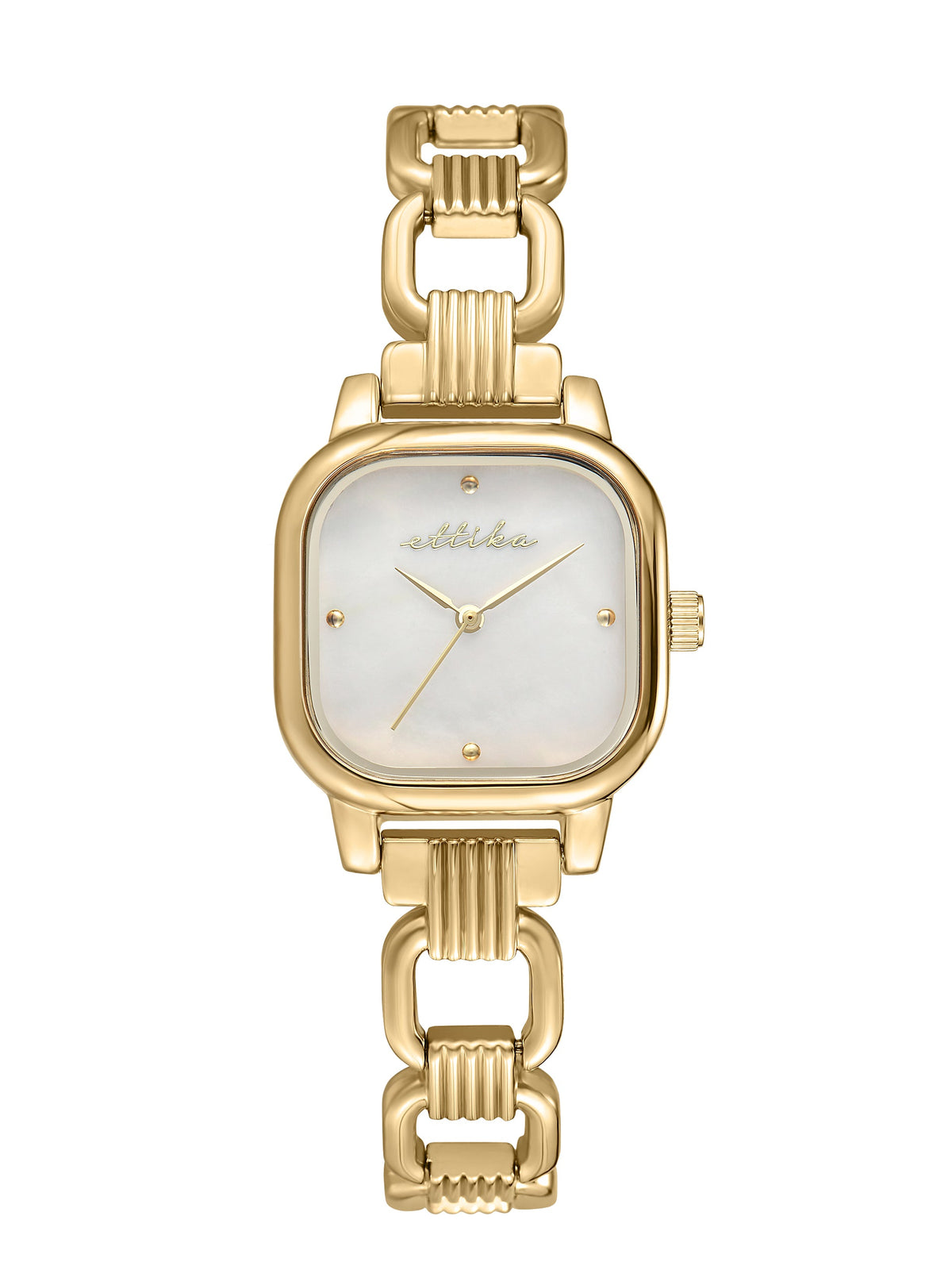 Classic Square Gold Bracelet Watch - Mother of Pearl Dial with Silver | Ettika