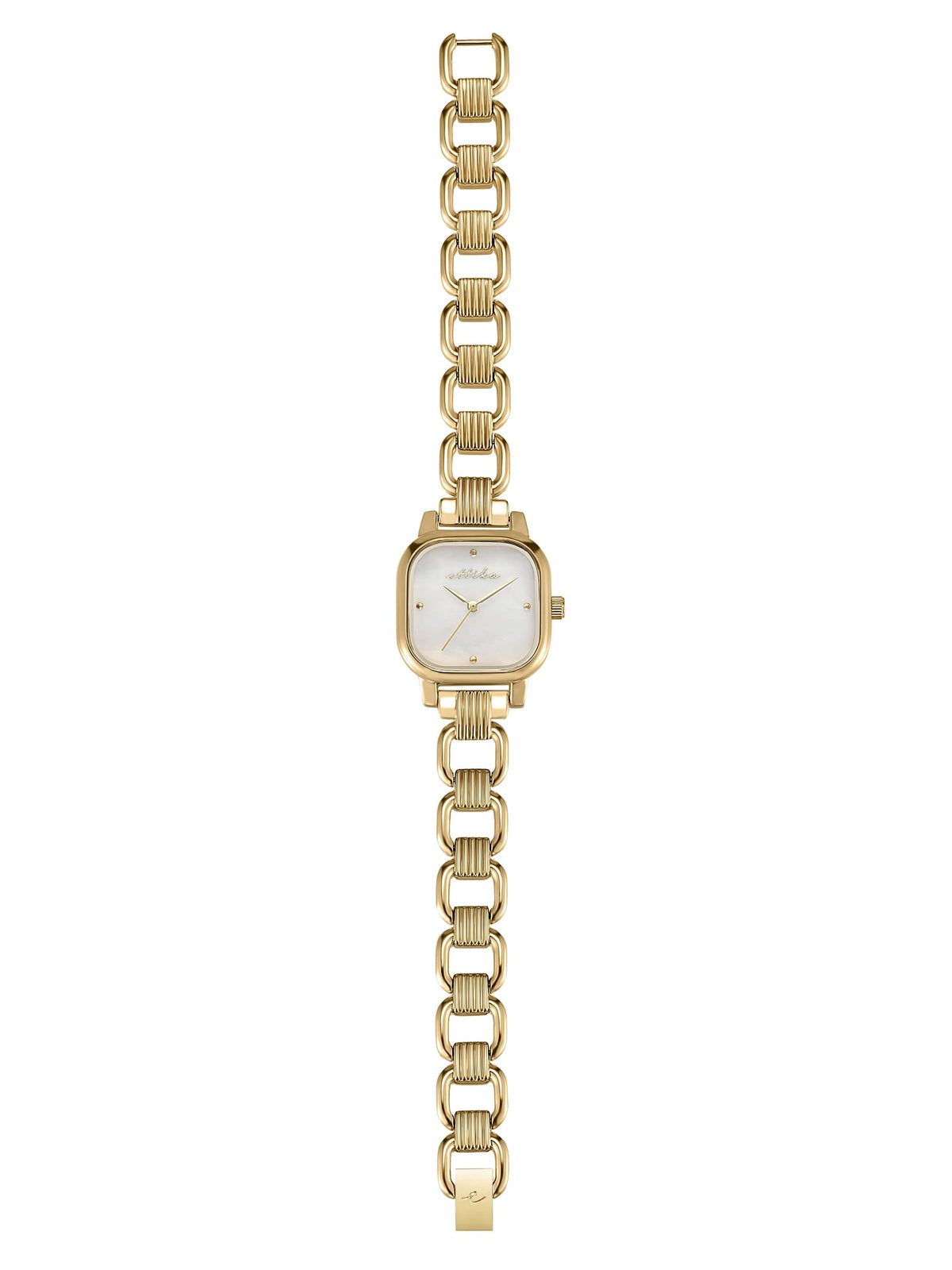 Classic Square Gold Bracelet Watch - Mother of Pearl Dial with Silver | Ettika