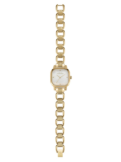 Classic Square Gold Bracelet Watch - Mother of Pearl Dial with Silver | Ettika