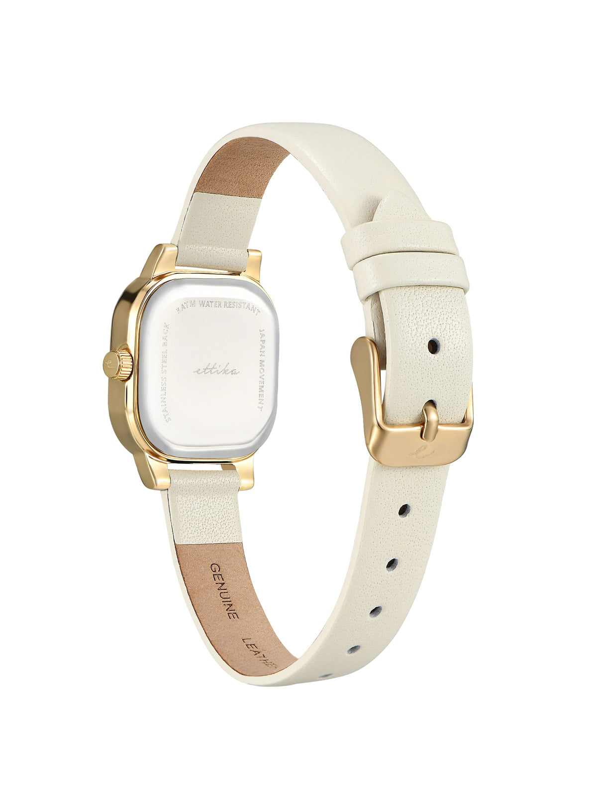 Classic Square Bone Leather Watch - Mother of Pearl Dial with Bone Leather and Gold | Ettika