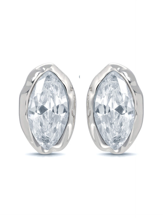 Crystal Luxe Mini Studs - Clear Crystal with Silver Plating | Ettika