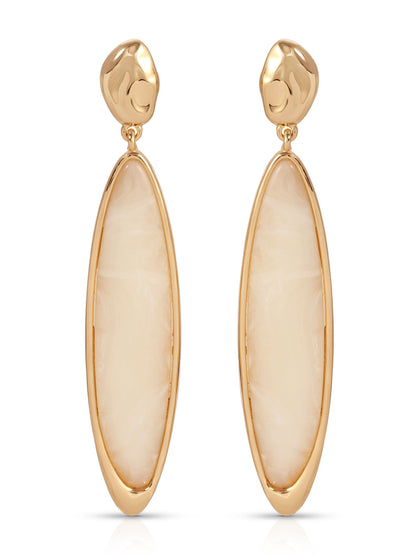 Elongated Drop Earrings - Bone Acrylic with 18k Gold Plating | Ettika