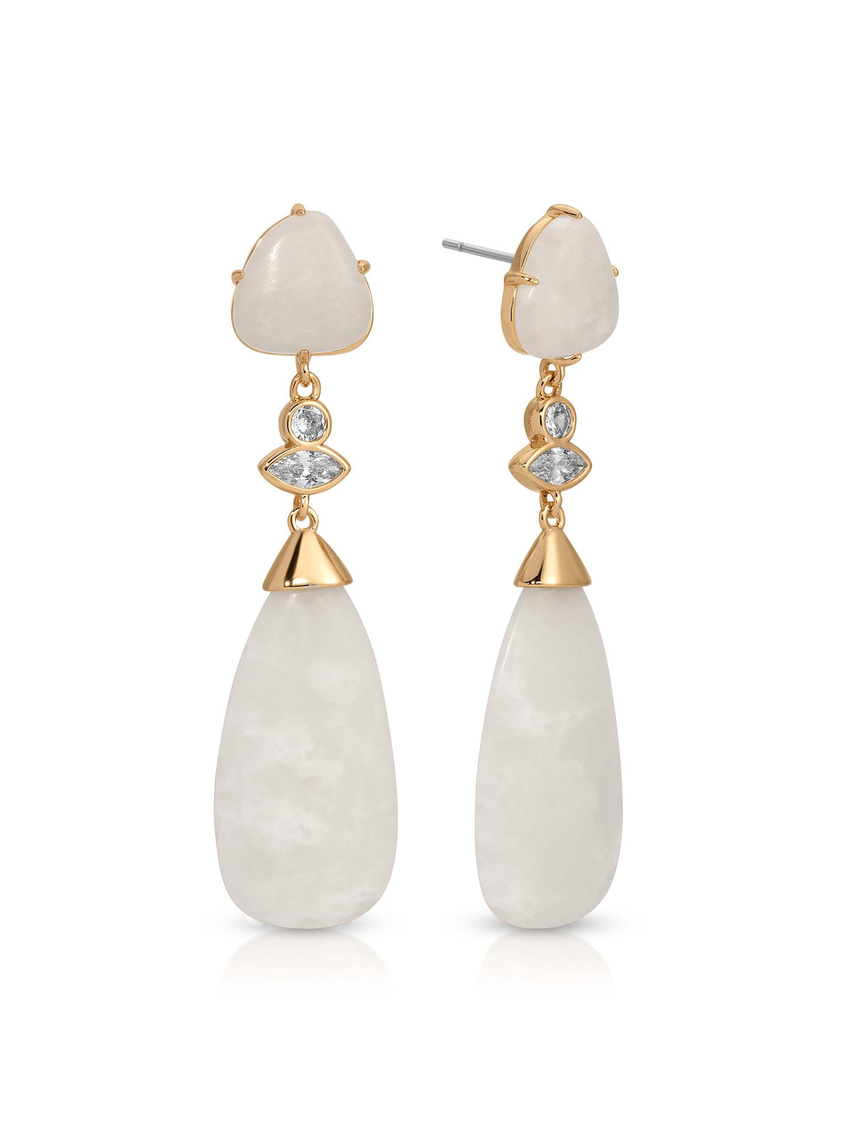 Solstice Drop Earrings in Bone - Bone Stone with 18k Gold Plating | Ettika