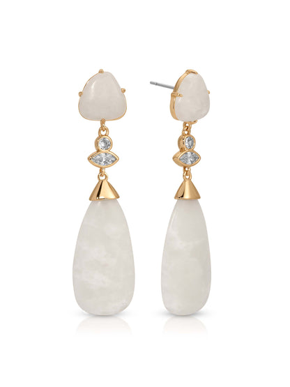 Solstice Drop Earrings in Bone - Bone Stone with 18k Gold Plating | Ettika
