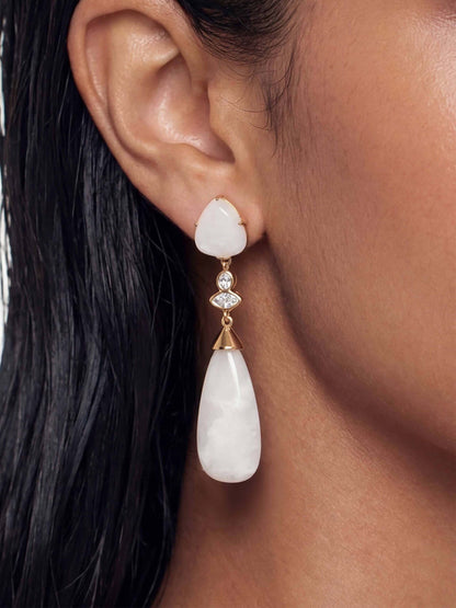 Solstice Drop Earrings in Bone - Bone Stone with 18k Gold Plating | Ettika
