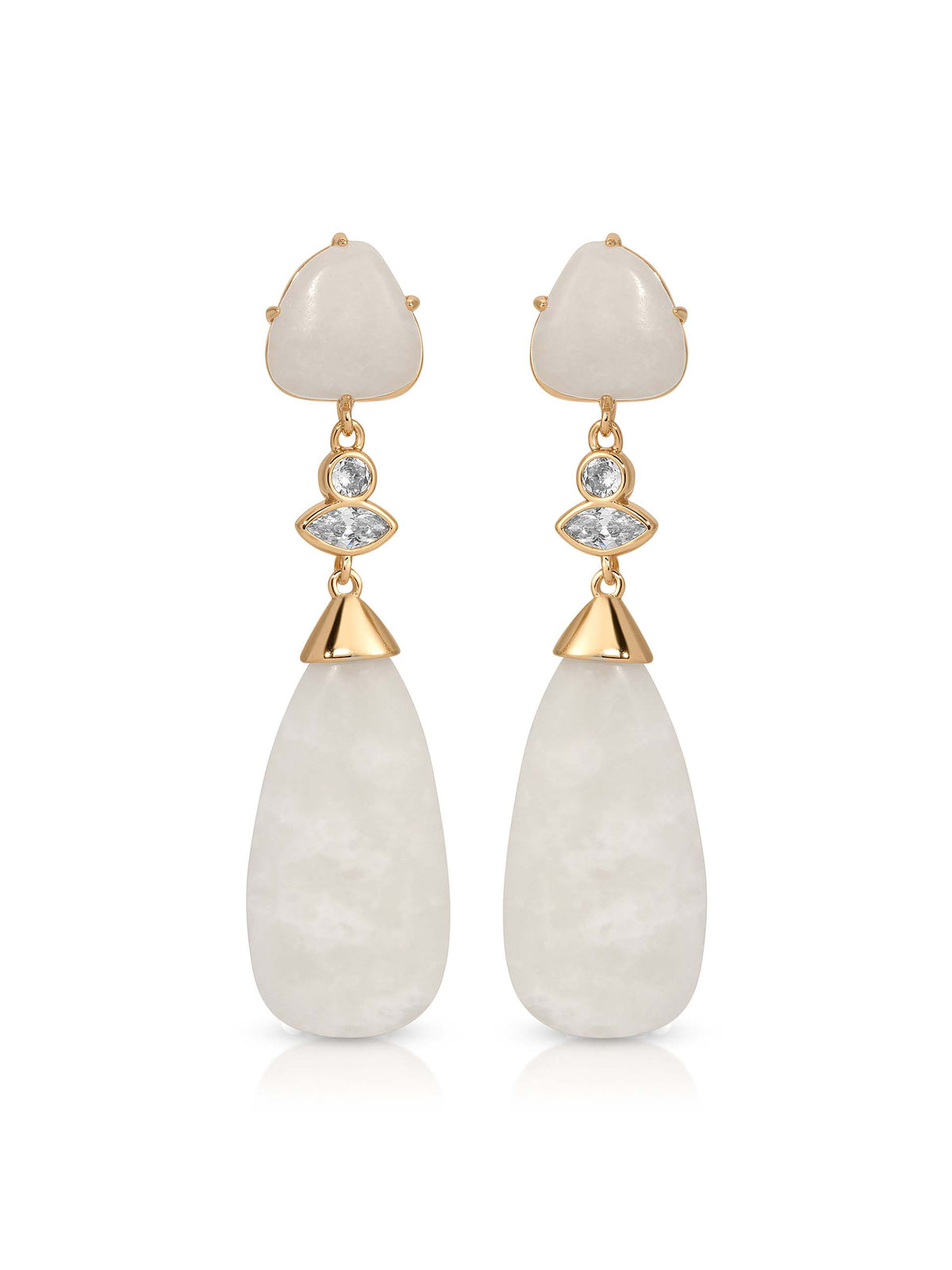 Solstice Drop Earrings in Bone - Bone Stone with 18k Gold Plating | Ettika