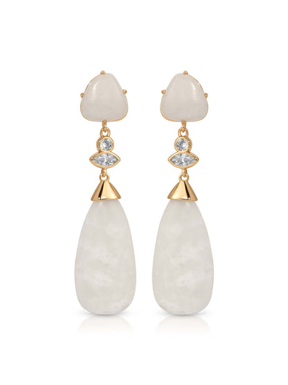 Solstice Drop Earrings in Bone - Bone Stone with 18k Gold Plating | Ettika