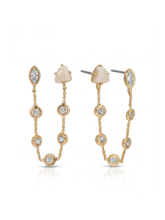 Double Piercing Bone Earrings - Bone Stone with 18k Gold Plating | Ettika