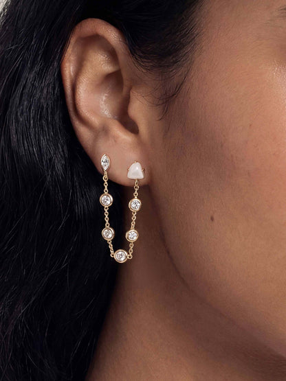 Double Piercing Bone Earrings - Bone Stone with 18k Gold Plating | Ettika