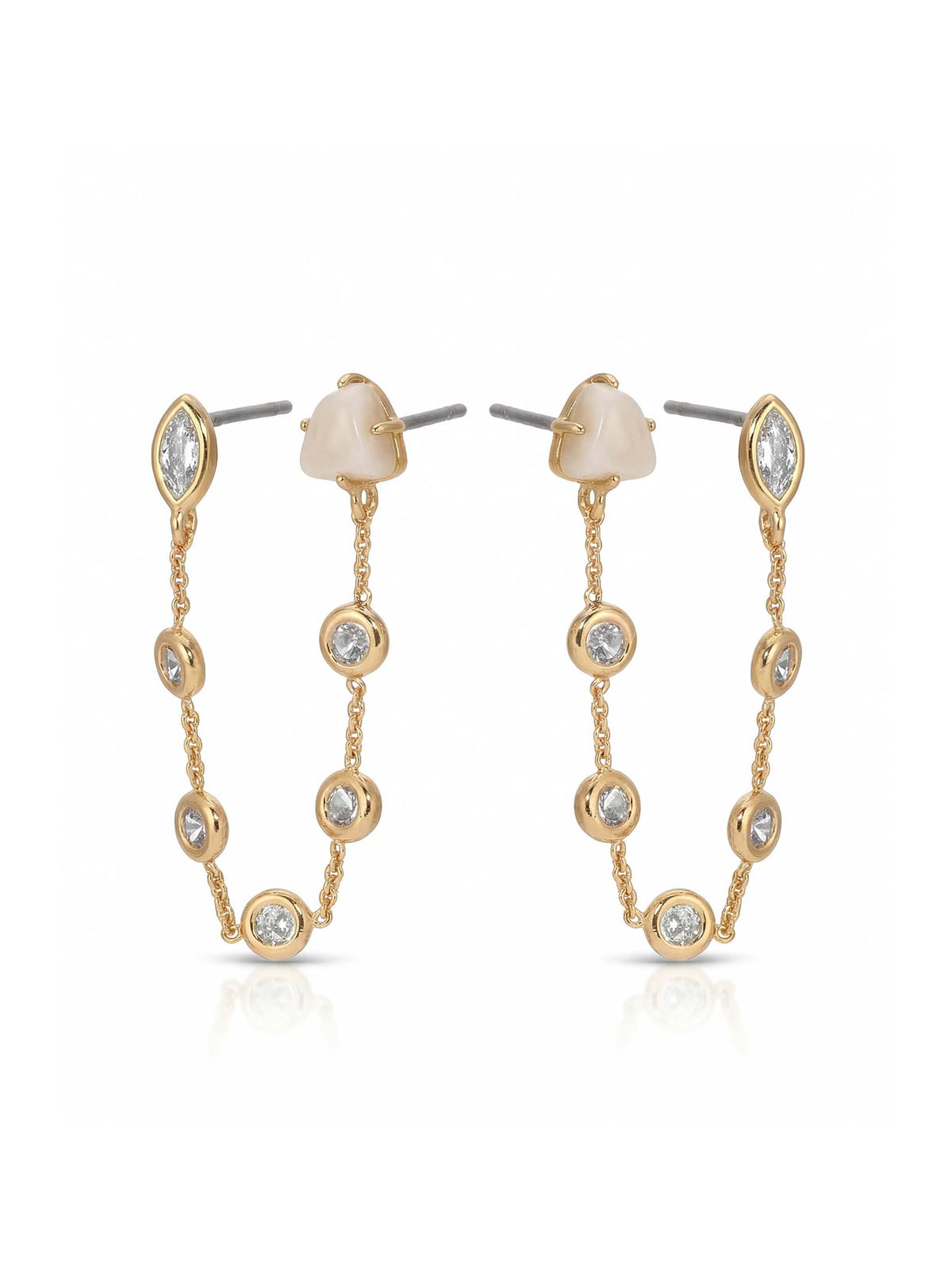 Double Piercing Bone Earrings - Bone Stone with 18k Gold Plating | Ettika