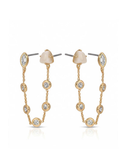 Double Piercing Bone Earrings - Bone Stone with 18k Gold Plating | Ettika