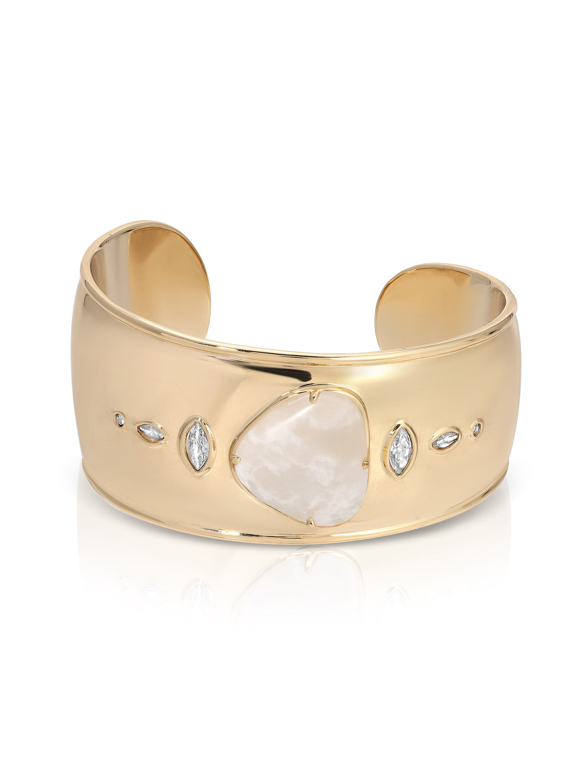 Solstice Thick Cuff - Bone Stone with 18k Gold Plating | Ettika
