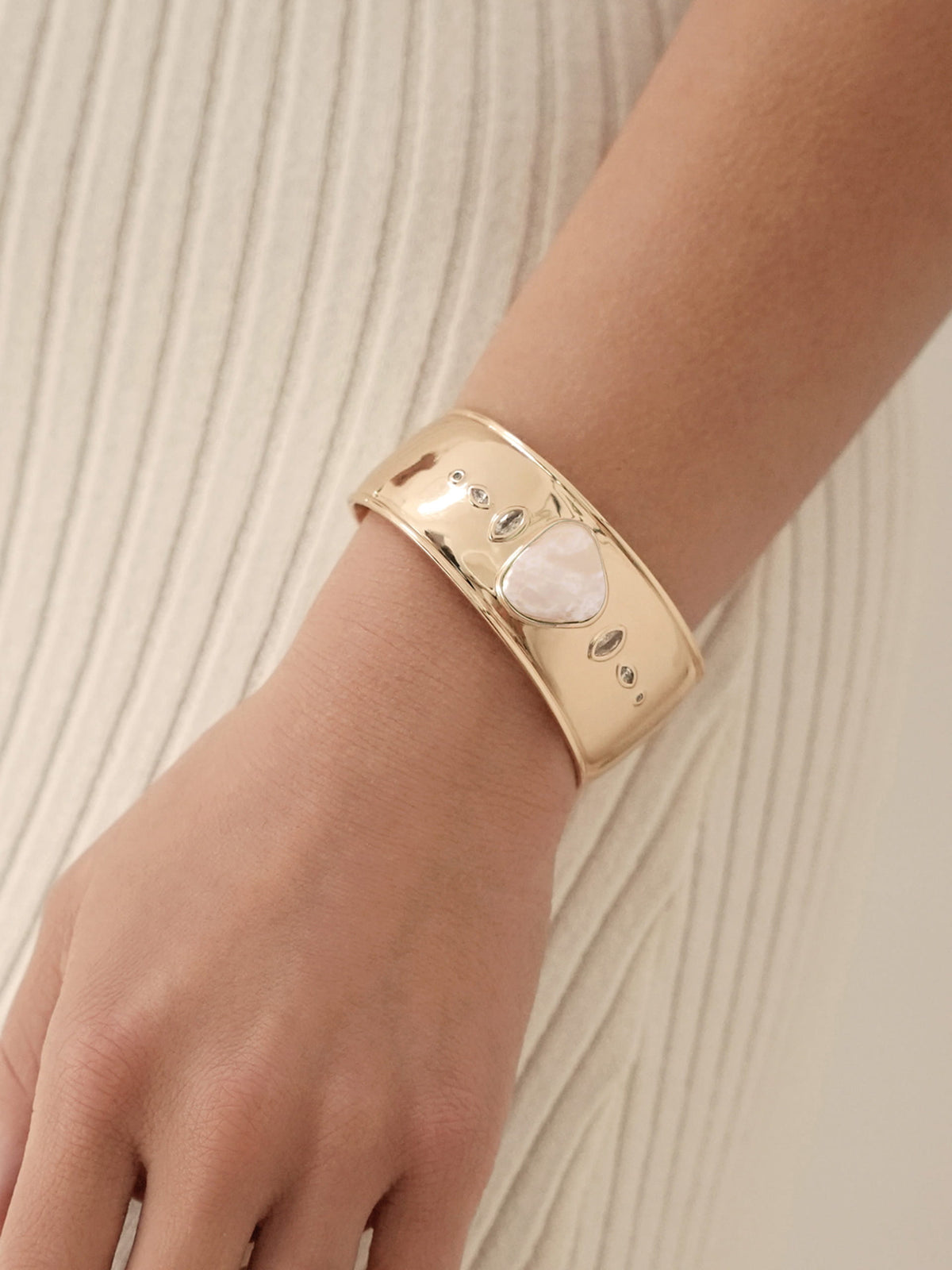 Solstice Thick Cuff - Bone Stone with 18k Gold Plating | Ettika