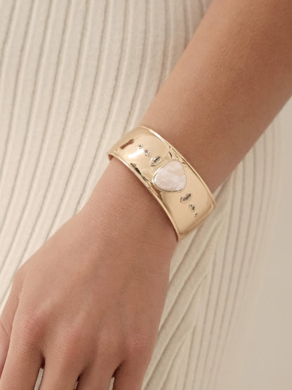 Solstice Thick Cuff - Bone Stone with 18k Gold Plating | Ettika