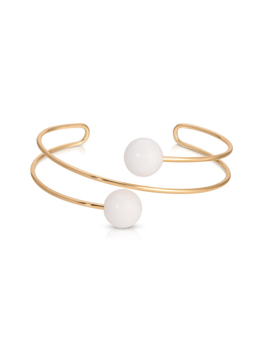 Summer Escape Bone Cuff - Bone Stone with 18k Gold Plating | Ettika