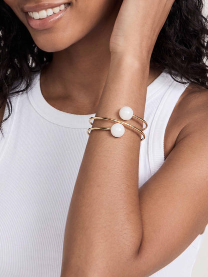 Summer Escape Bone Cuff - Bone Stone with 18k Gold Plating | Ettika
