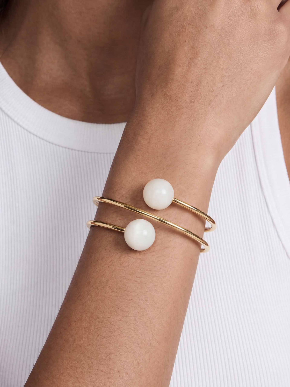 Summer Escape Bone Cuff - Bone Stone with 18k Gold Plating | Ettika