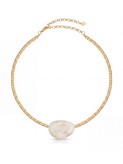 Beaded Bone Nugget Necklace - Bone Stone with 18k Gold Plating | Ettika