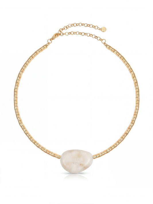Beaded Bone Nugget Necklace - Bone Stone with 18k Gold Plating | Ettika