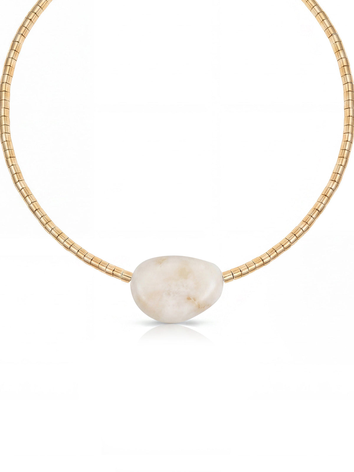 Beaded Bone Nugget Necklace - Bone Stone with 18k Gold Plating | Ettika