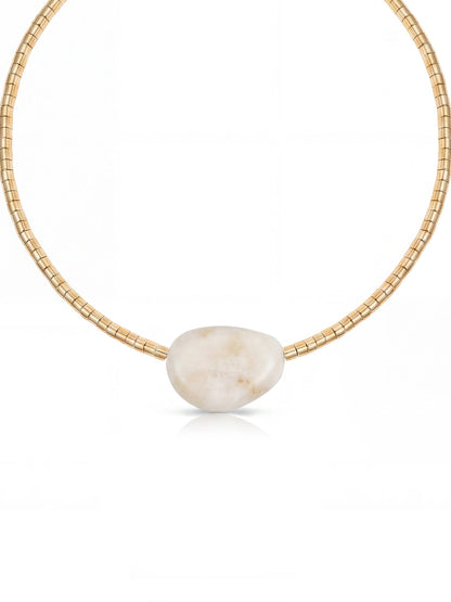 Beaded Bone Nugget Necklace - Bone Stone with 18k Gold Plating | Ettika