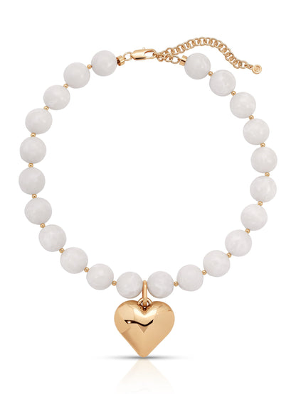 Luck and Love Bone Stone Heart Necklace - Bone Stone with 18k Gold Plating | Ettika
