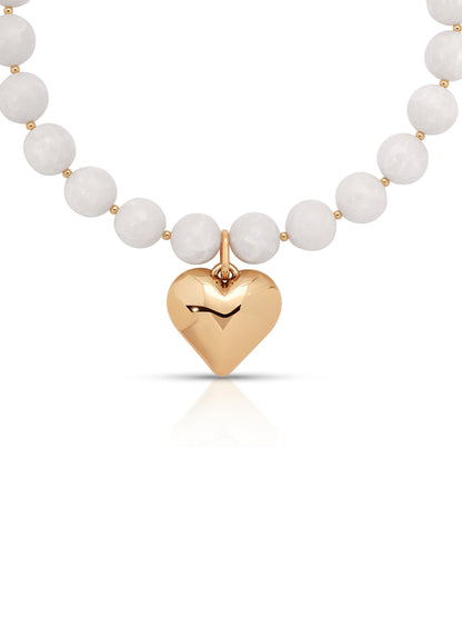 Luck and Love Bone Stone Heart Necklace - Bone Stone with 18k Gold Plating | Ettika