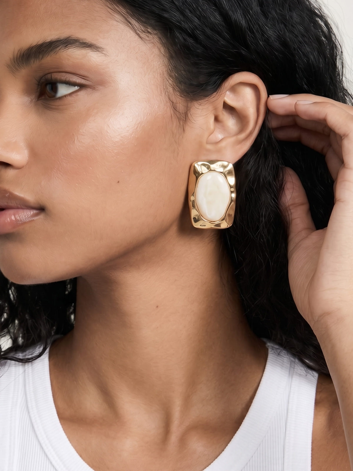 Hidden Treasure Earrings - Bone Acrylic with 18k Gold Plating | Ettika