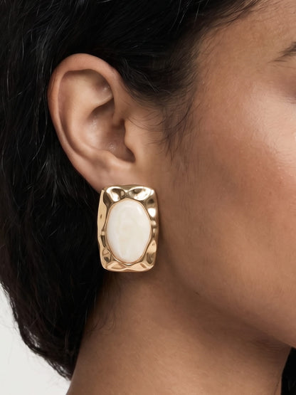 Hidden Treasure Earrings - Bone Acrylic with 18k Gold Plating | Ettika