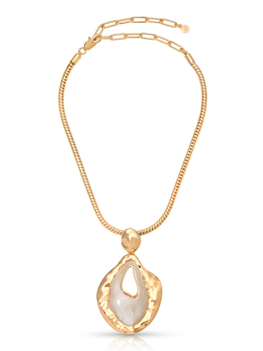 Acrylica Pendant Necklace - Bone Acrylic with 18k Gold Plating | Ettika