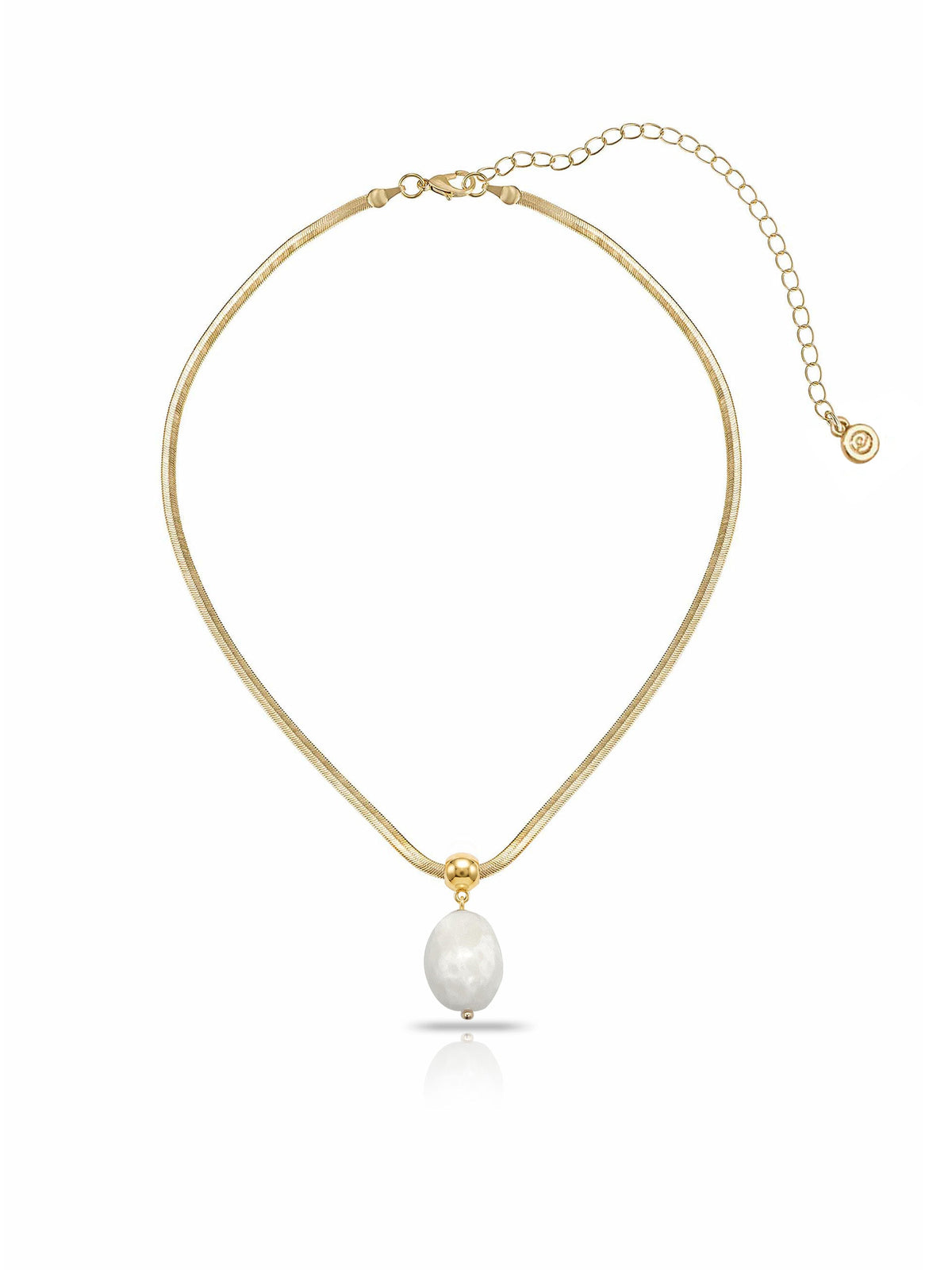 Bone Pendant Snake Chain Necklace - Bone Stone with 18k Gold Plating | Ettika