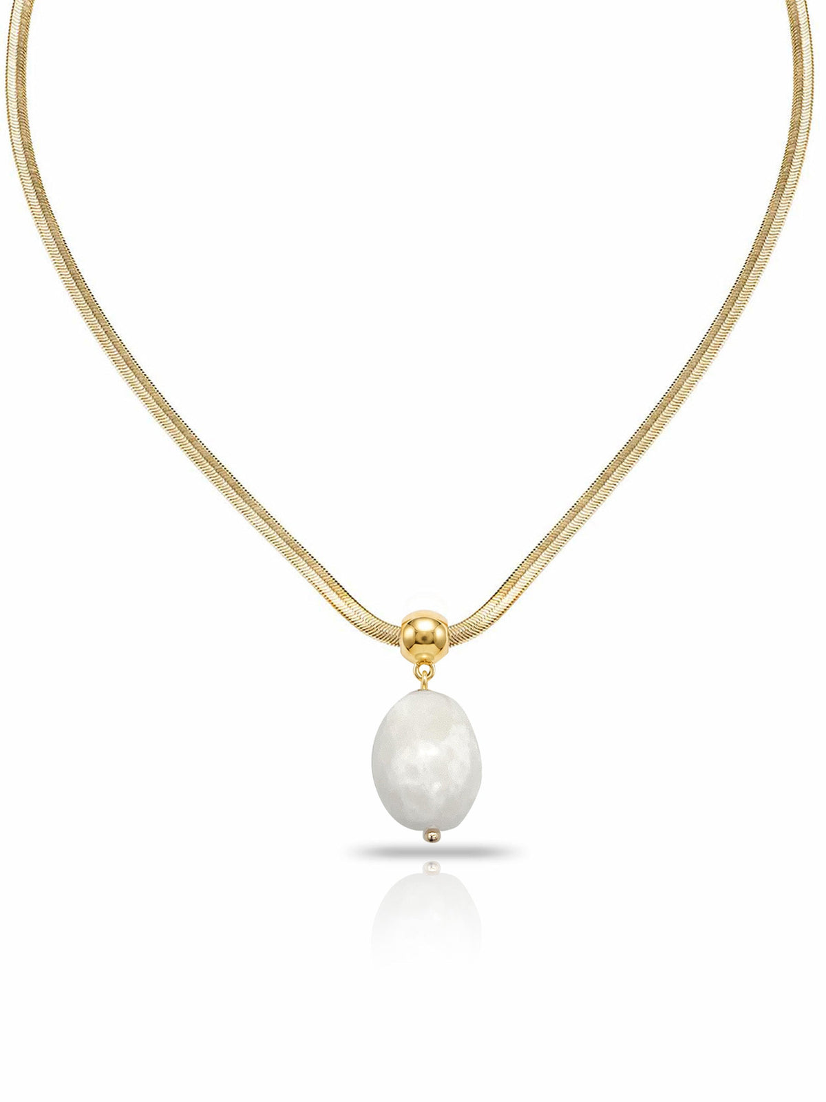 Bone Pendant Snake Chain Necklace - Bone Stone with 18k Gold Plating | Ettika