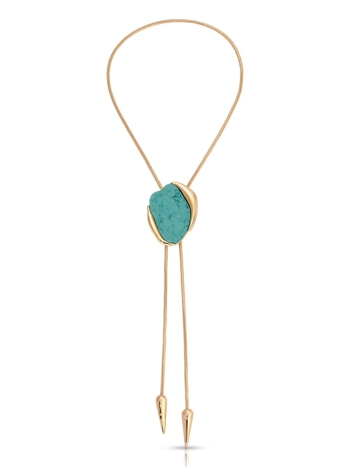 Turquoise Statement Bolo Necklace - Turquoise with 18k Gold Plating | Ettika