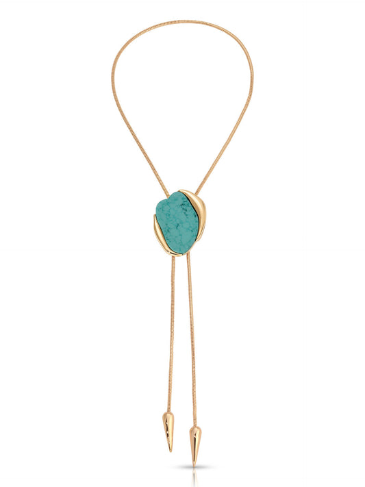 Turquoise Statement Bolo Necklace - Turquoise with 18k Gold Plating | Ettika