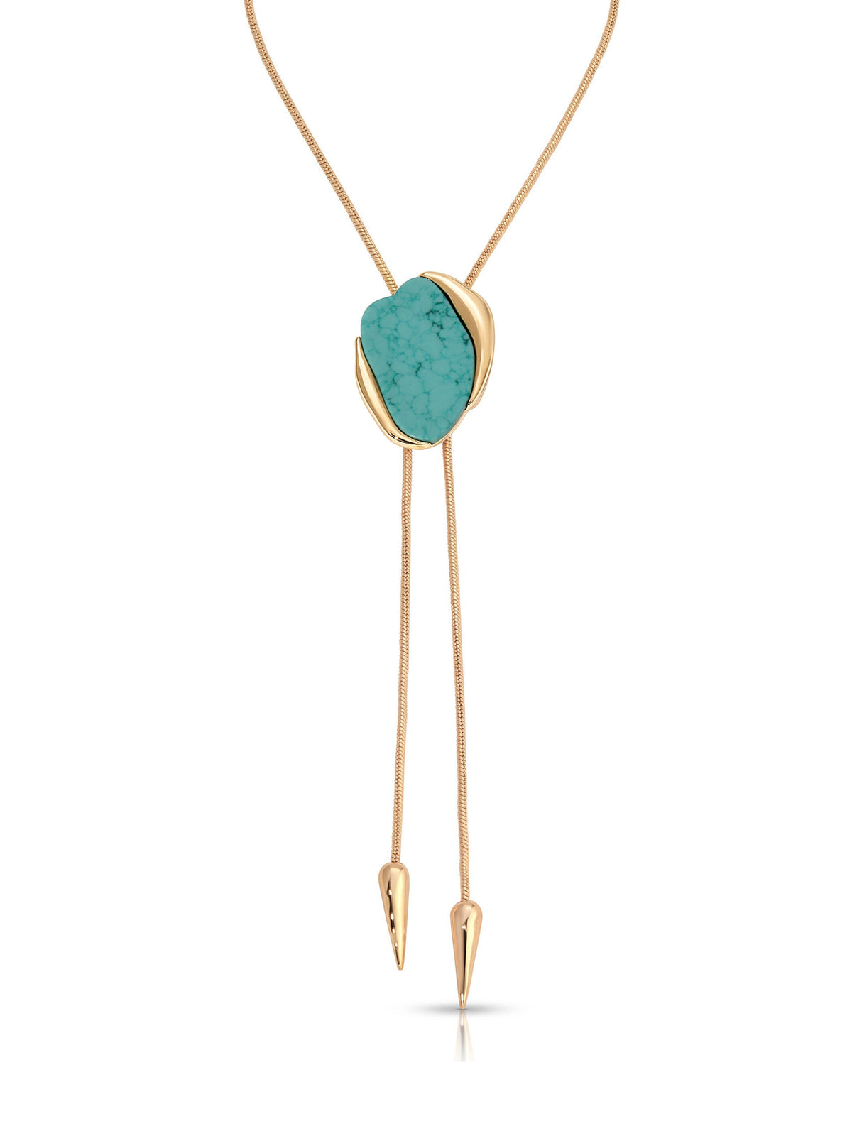 Turquoise Statement Bolo Necklace - Turquoise with 18k Gold Plating | Ettika