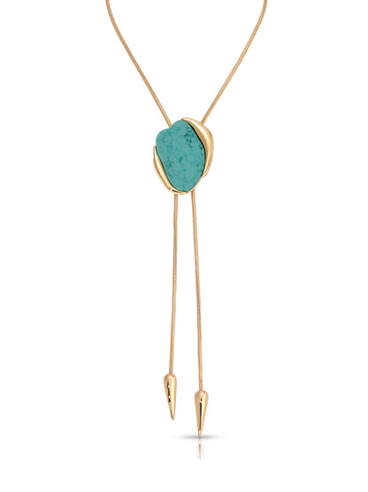 Turquoise Statement Bolo Necklace - Turquoise with 18k Gold Plating | Ettika