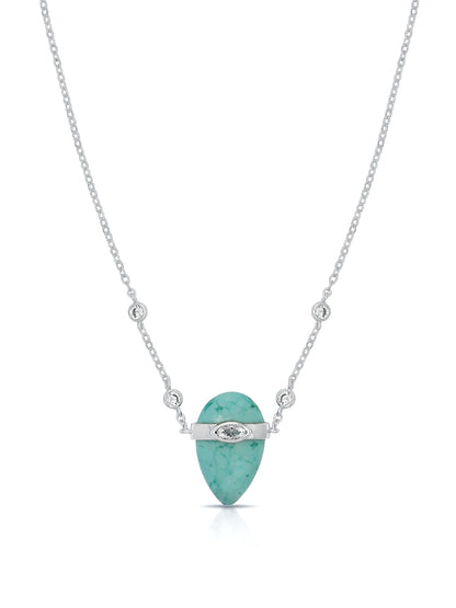 Turquoise Solstice Necklace - Turquoise with Silver Plating | Ettika