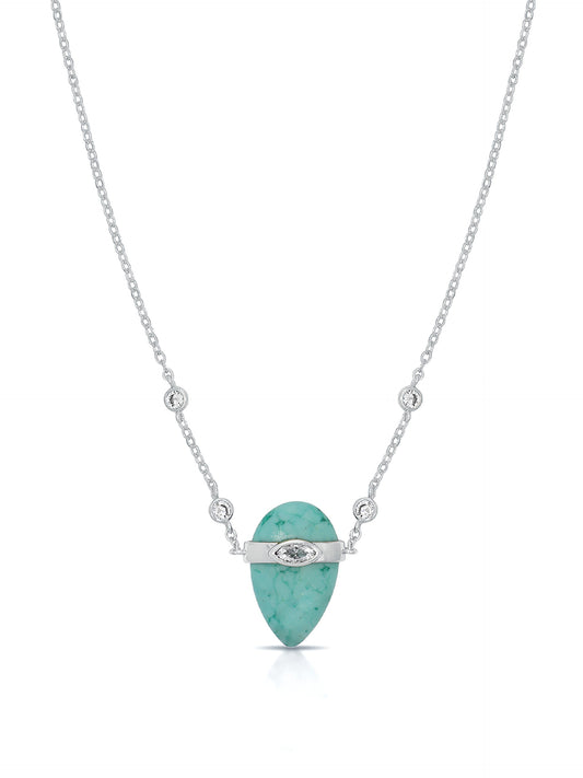 Turquoise Solstice Necklace - Turquoise with Silver Plating | Ettika