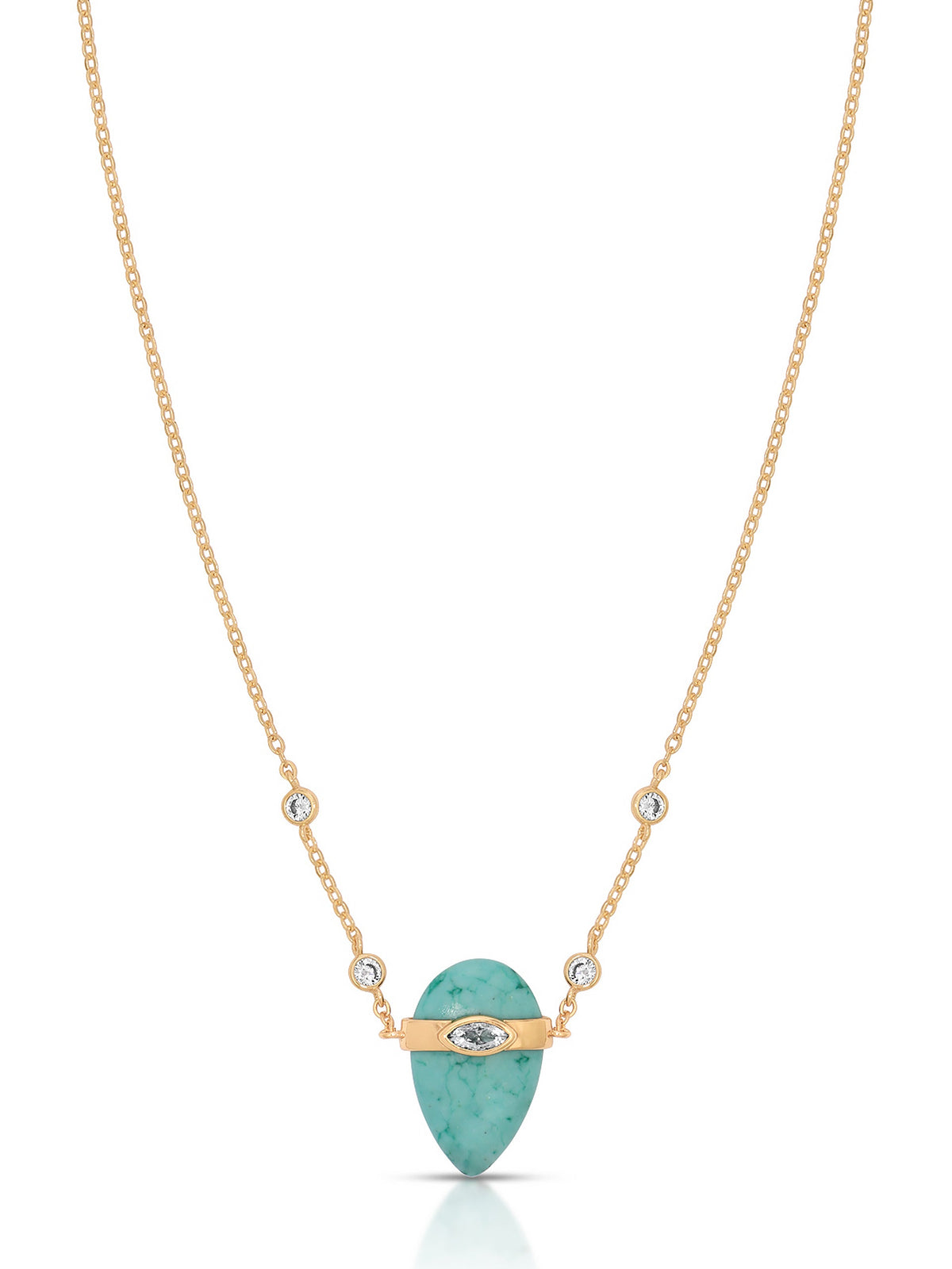 Turquoise Solstice Necklace - Turquoise with Silver Plating | Ettika