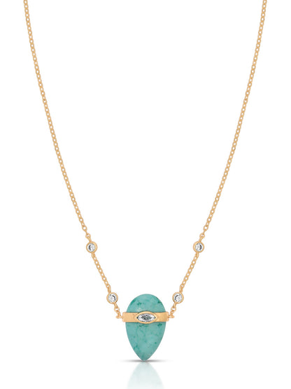 Turquoise Solstice Necklace - Turquoise with Silver Plating | Ettika