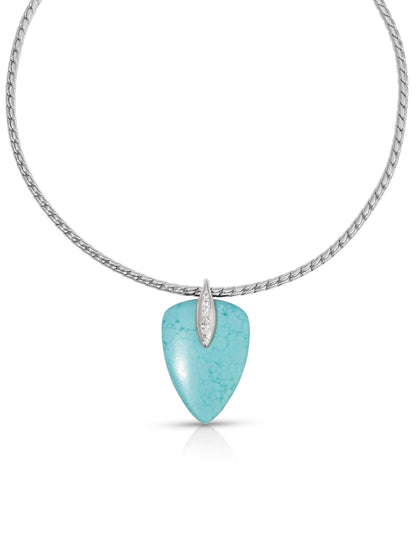 Turquoise Solstice Pendant Choker - Turquoise with Silver Plating | Ettika