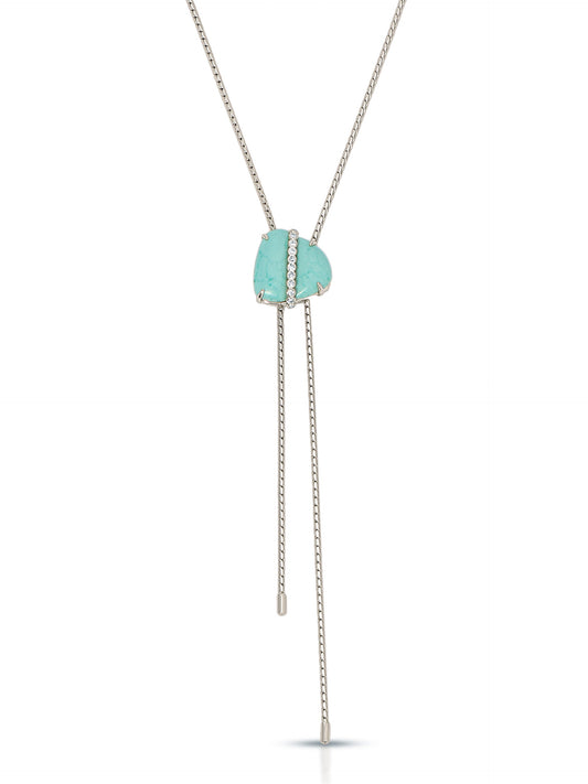 Turquoise Solstice Bolo Necklace - Turquoise with Silver Plating | Ettika