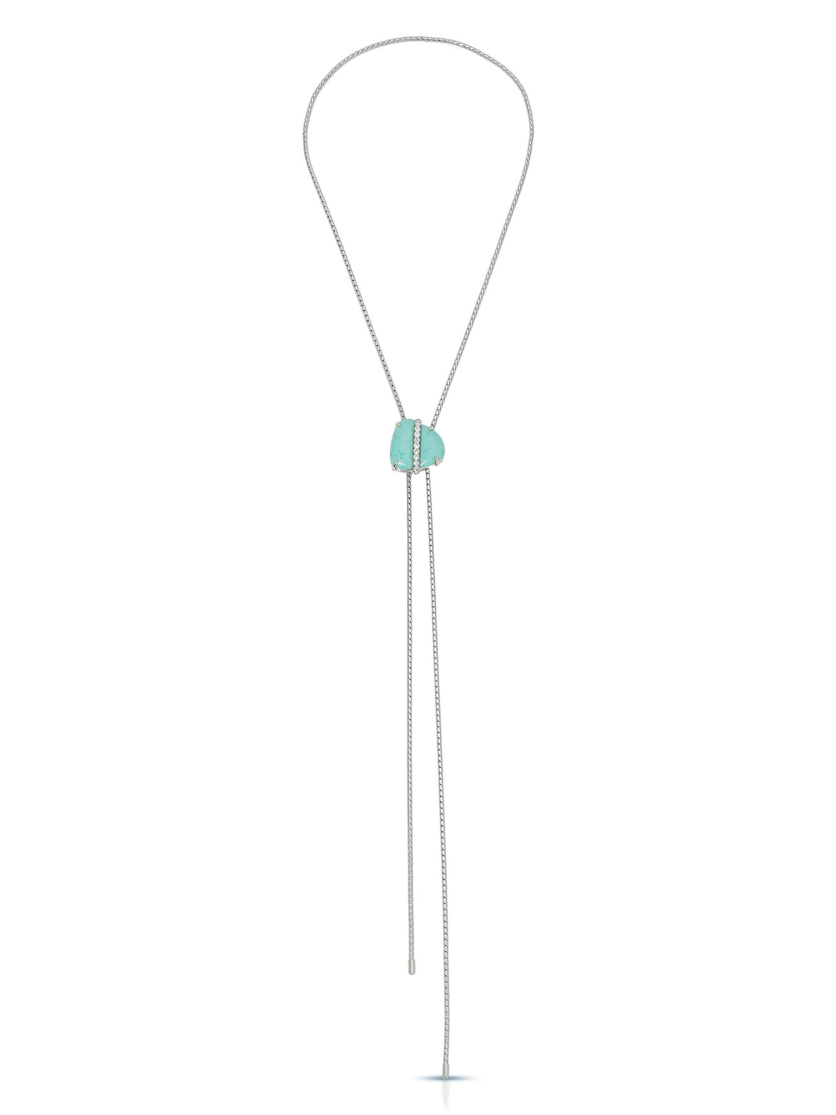 Turquoise Solstice Bolo Necklace - Turquoise with Silver Plating | Ettika