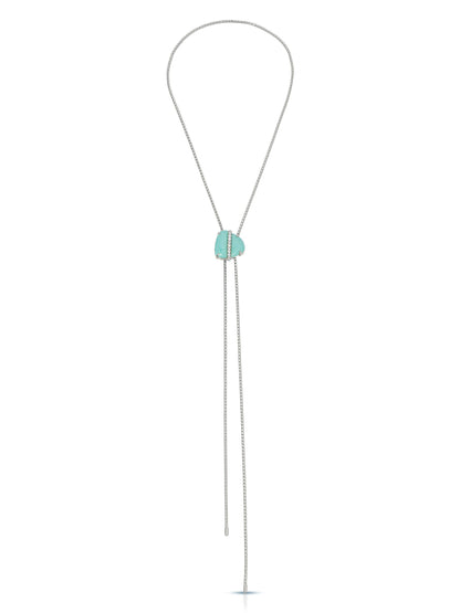 Turquoise Solstice Bolo Necklace - Turquoise with Silver Plating | Ettika