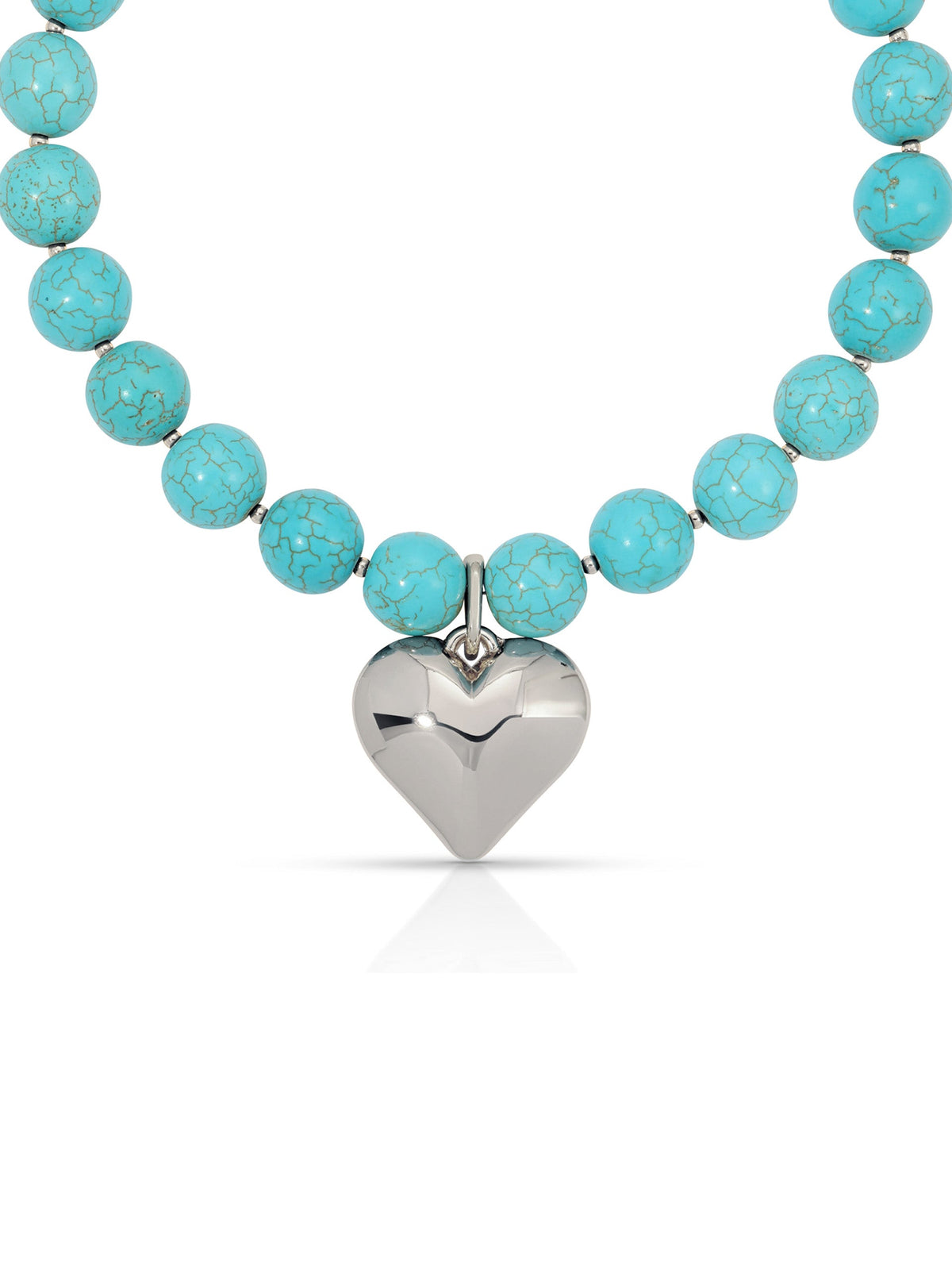 Luck and Love Turquoise Heart Necklace - Turquoise with Silver Plating | Ettika