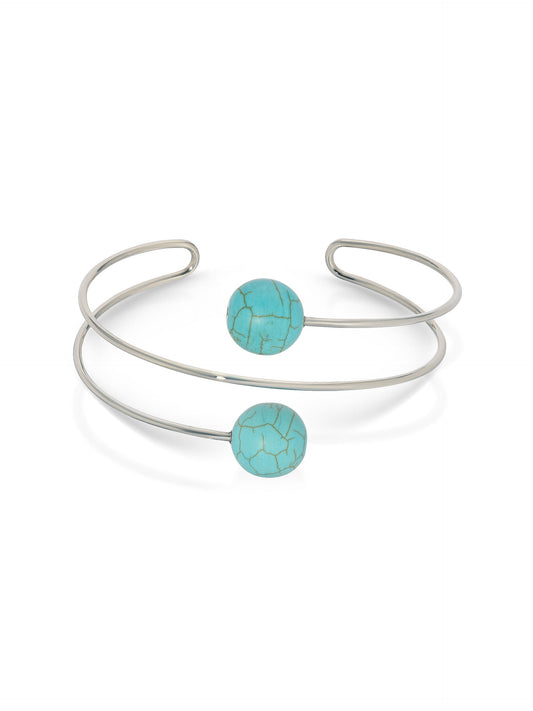 Summer Escape Turquoise Cuff - Turquoise with Silver Plating | Ettika