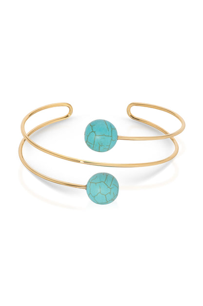 Summer Escape Turquoise Cuff - Turquoise with Silver Plating | Ettika
